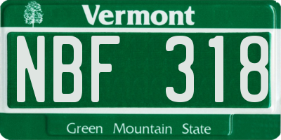 VT license plate NBF318