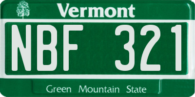 VT license plate NBF321