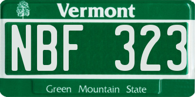 VT license plate NBF323