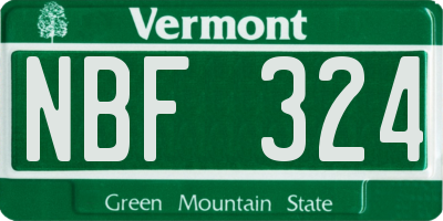 VT license plate NBF324
