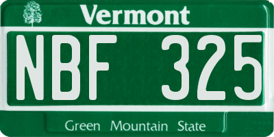 VT license plate NBF325
