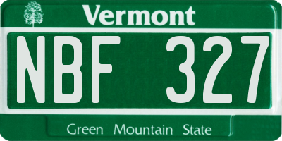 VT license plate NBF327