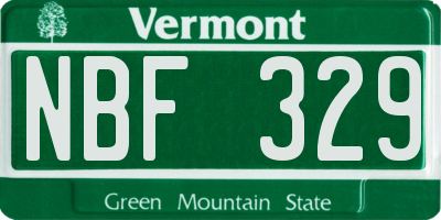 VT license plate NBF329