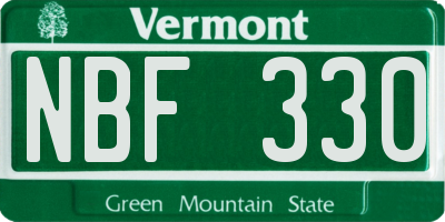 VT license plate NBF330