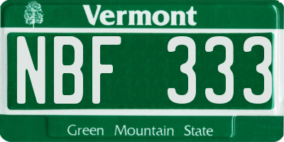VT license plate NBF333