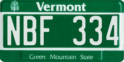 VT license plate NBF334