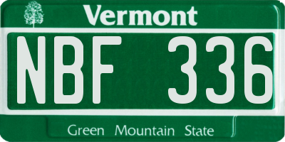 VT license plate NBF336