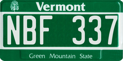 VT license plate NBF337