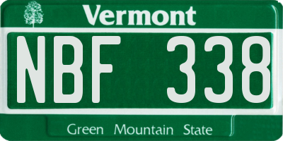 VT license plate NBF338