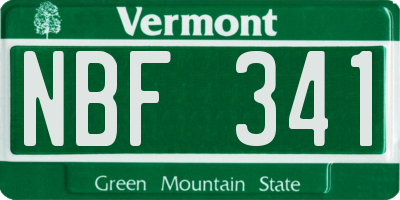 VT license plate NBF341