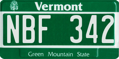 VT license plate NBF342