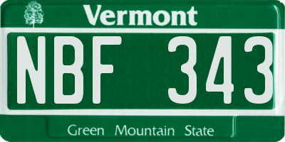 VT license plate NBF343