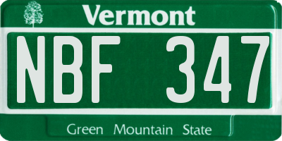 VT license plate NBF347