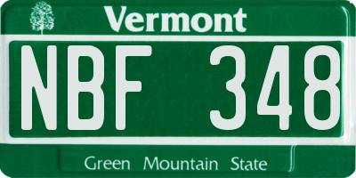 VT license plate NBF348