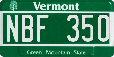VT license plate NBF350