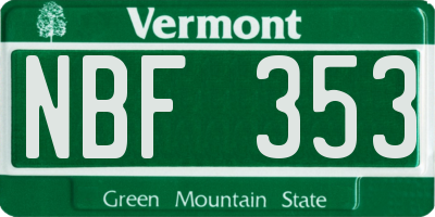 VT license plate NBF353