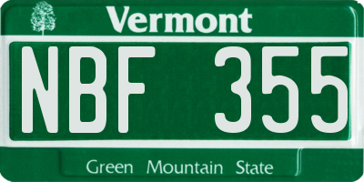 VT license plate NBF355
