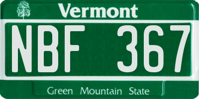 VT license plate NBF367