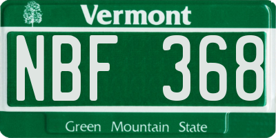 VT license plate NBF368