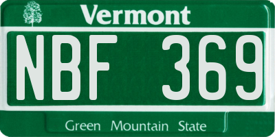 VT license plate NBF369
