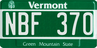 VT license plate NBF370