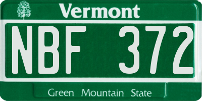 VT license plate NBF372