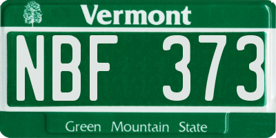 VT license plate NBF373