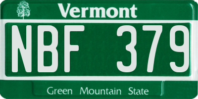 VT license plate NBF379
