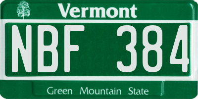 VT license plate NBF384