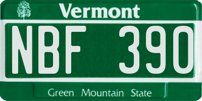 VT license plate NBF390