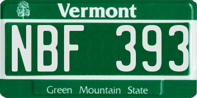 VT license plate NBF393