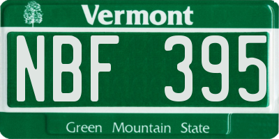 VT license plate NBF395