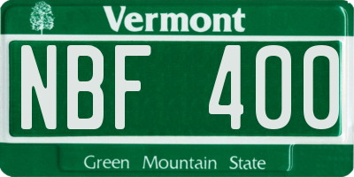 VT license plate NBF400