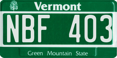VT license plate NBF403