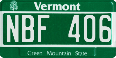 VT license plate NBF406