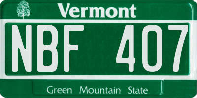 VT license plate NBF407