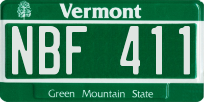 VT license plate NBF411