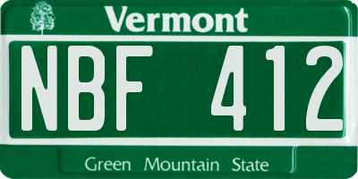 VT license plate NBF412