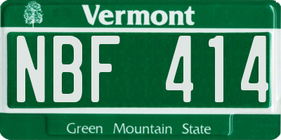 VT license plate NBF414