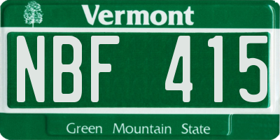 VT license plate NBF415