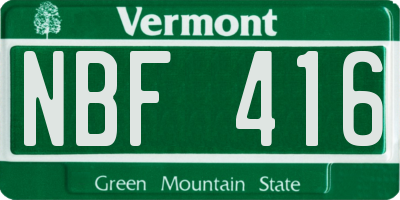 VT license plate NBF416