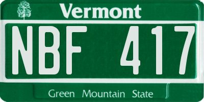VT license plate NBF417