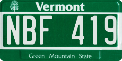 VT license plate NBF419