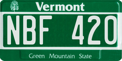 VT license plate NBF420
