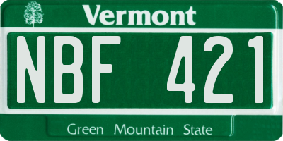 VT license plate NBF421
