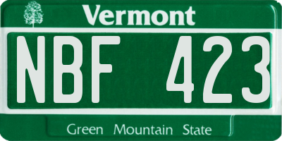 VT license plate NBF423