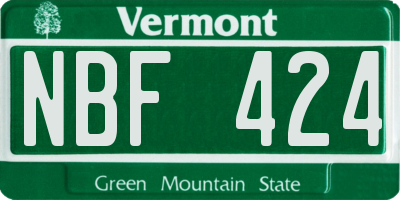 VT license plate NBF424
