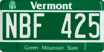 VT license plate NBF425