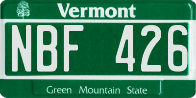 VT license plate NBF426