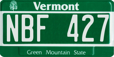 VT license plate NBF427